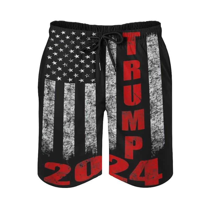 New In Donald Trump Beach Shorts For Men American President Trump 2024 Swimming Trunks Surfing Board Shorts Male Street Clothes Shorts -ZXA34546 4XL