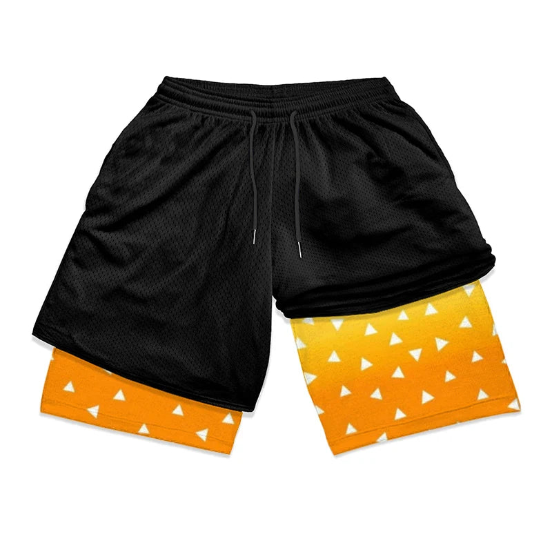 2 in 1 Athletic Gym Shorts for Men Stylish 3D Print Shorts with Pockets Quick Dry Stretchy Summer Sports Fitness Running Jogging 3DSCGM012