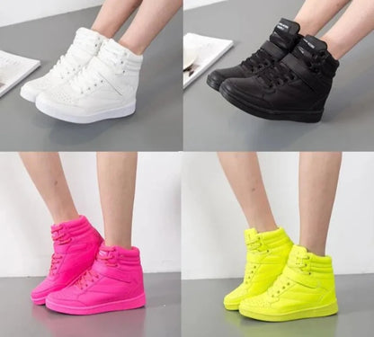 Woman Breathable High Top Black White Pink Neon