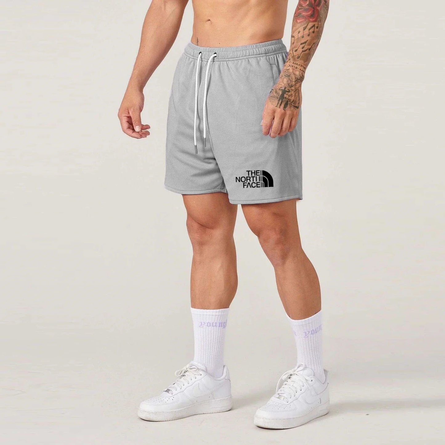 Summer New Sports Fitness Shorts Men's Basketball Game Training Running Casual Loose Quick-Drying Five-Point Pants light gray-H