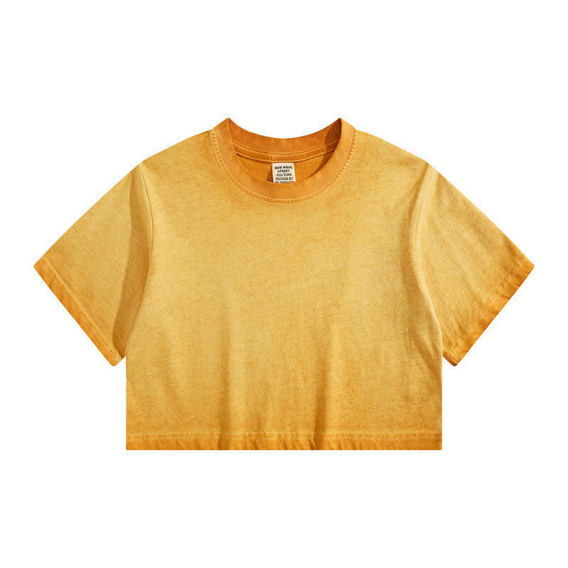 Distressed Colorful Frayed Cropped T-shirt Hip-hop Yellow