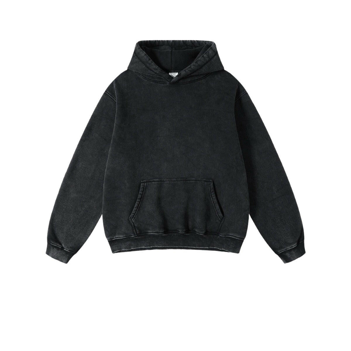 Fashion Retro Velvet Padded Hooded Sweatshirt Vulcanized Black