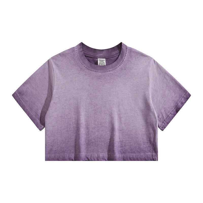 Distressed Colorful Frayed Cropped T-shirt Hip-hop Purple