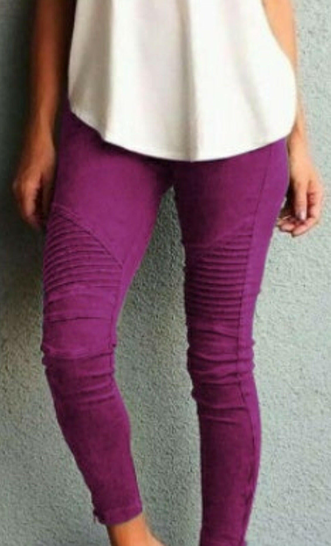 Women's Jean Stretch Leggings Purplish red