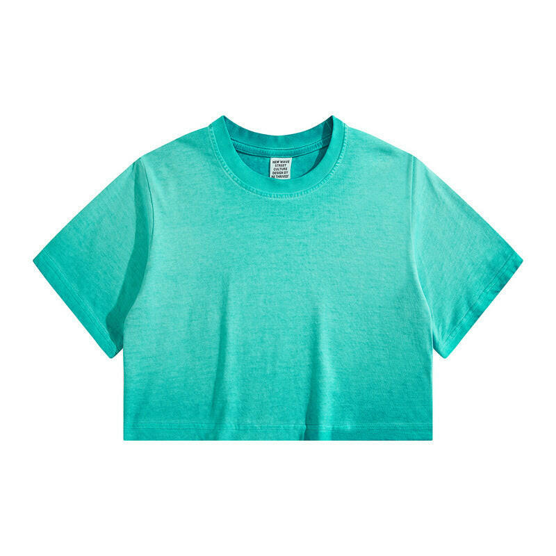 Distressed Colorful Frayed Cropped T-shirt Hip-hop Retro green