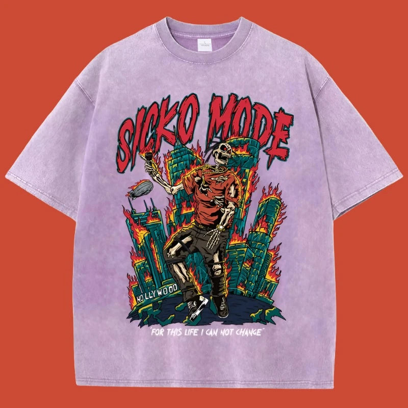 Sicko Mode vintage wash T-shirt Purple