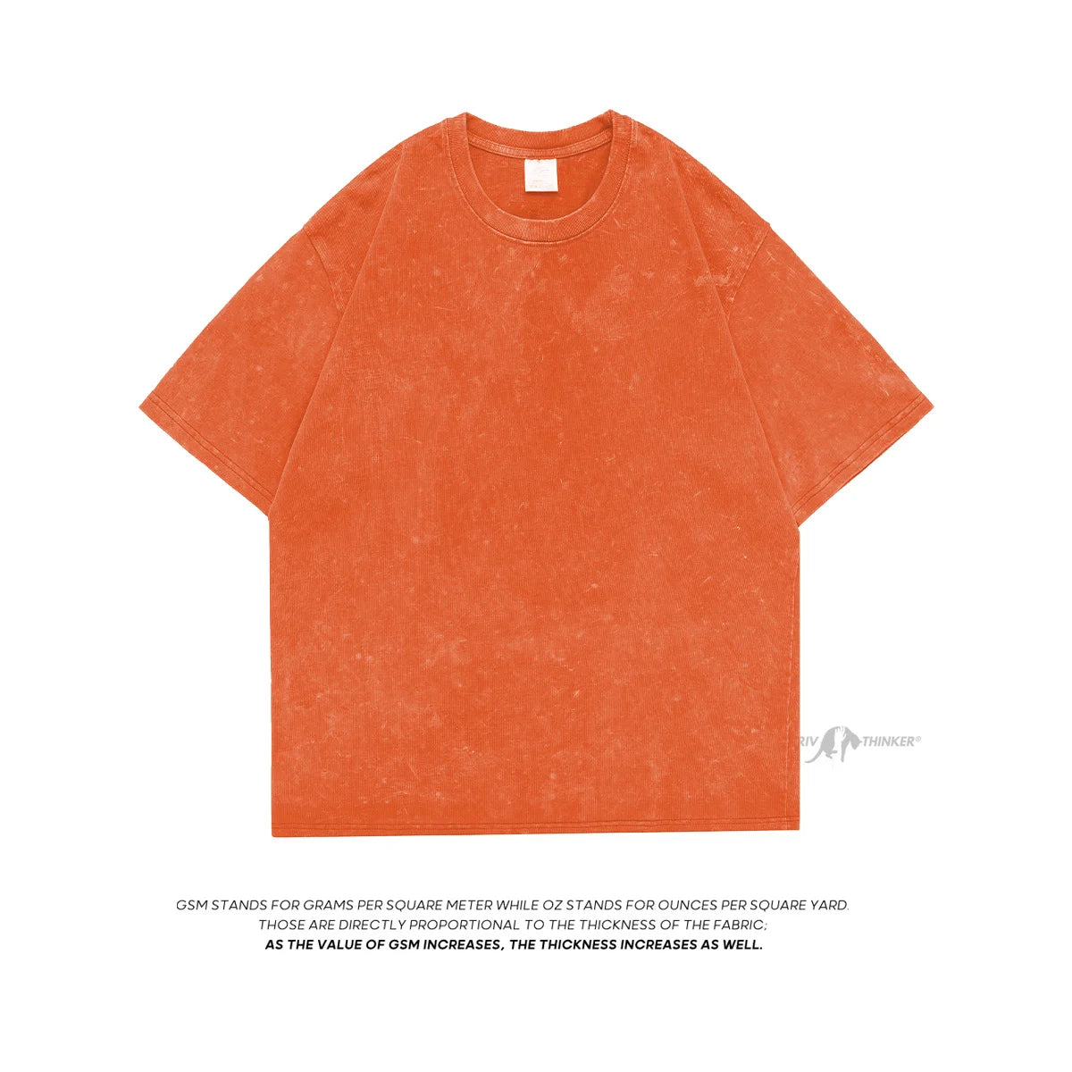 Acid Washed Mens T-shirt Orange