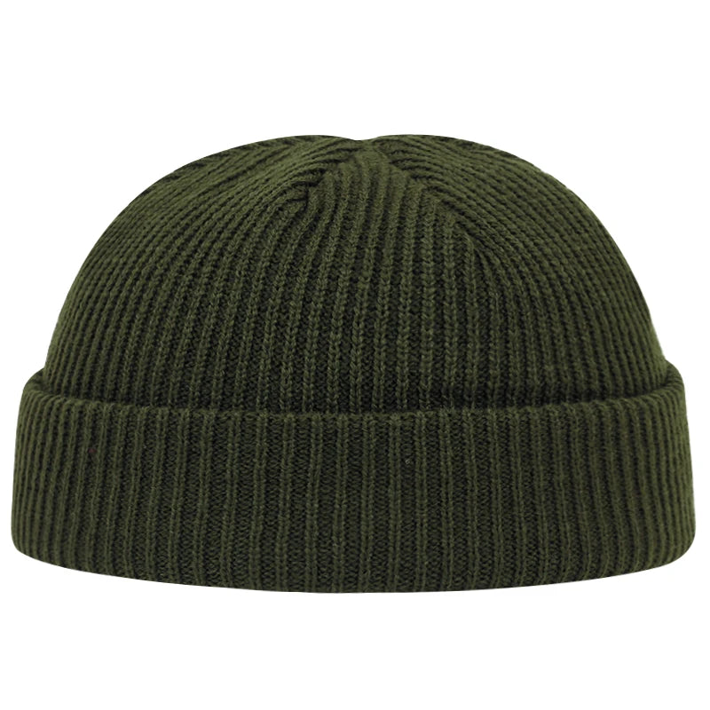 Cuff Short Brimless Retro Beanie army green