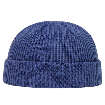 Cuff Short Brimless Retro Beanie blue