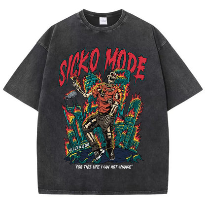 Sicko Mode vintage wash T-shirt Black