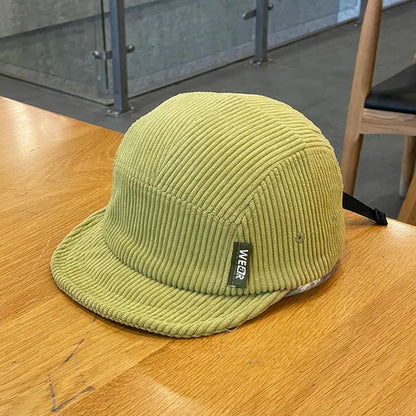 Corduroy Short Brim Hat Green Adjustable